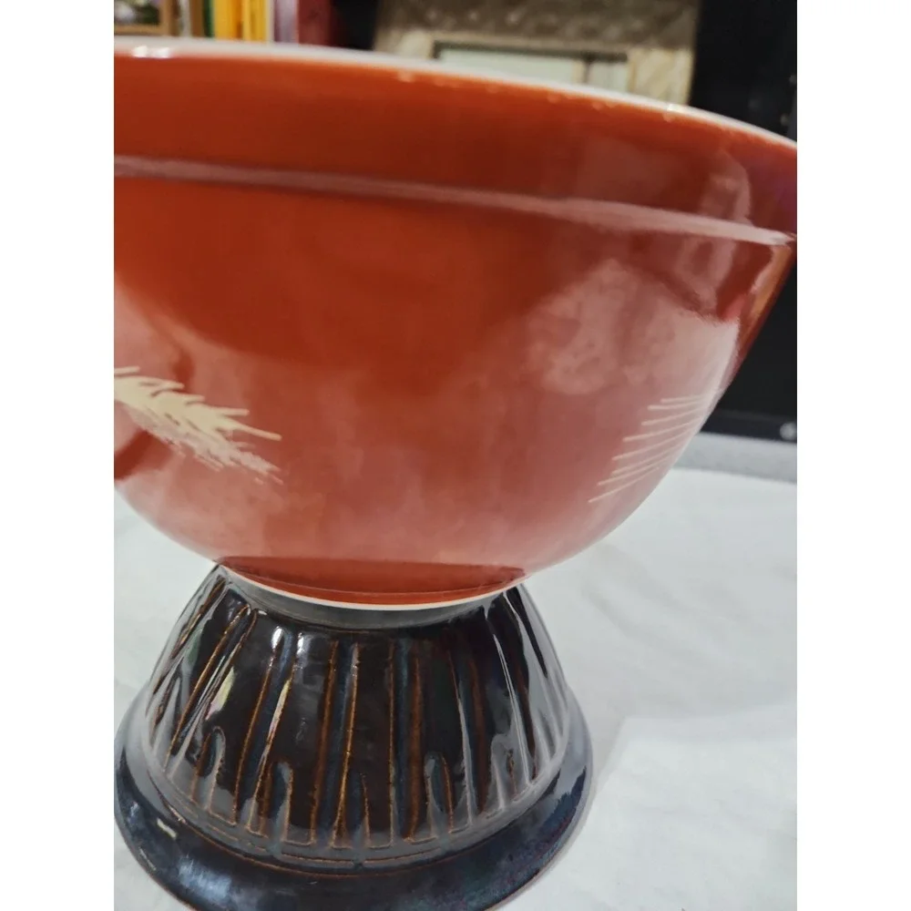 Vintage Pyrex‎ Autumn Harvest Wheat Mixing Bowl 402 1.5L Rust Orange Milk Glass